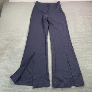 Fuzzi Pants Women S Blue High Rise Flare Front Split Leg Trousers Career Stretch